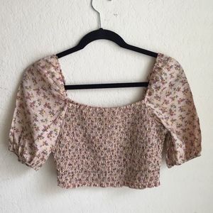 Floral smocked crop top